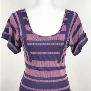 Free People Striped Fitted Purple Dress